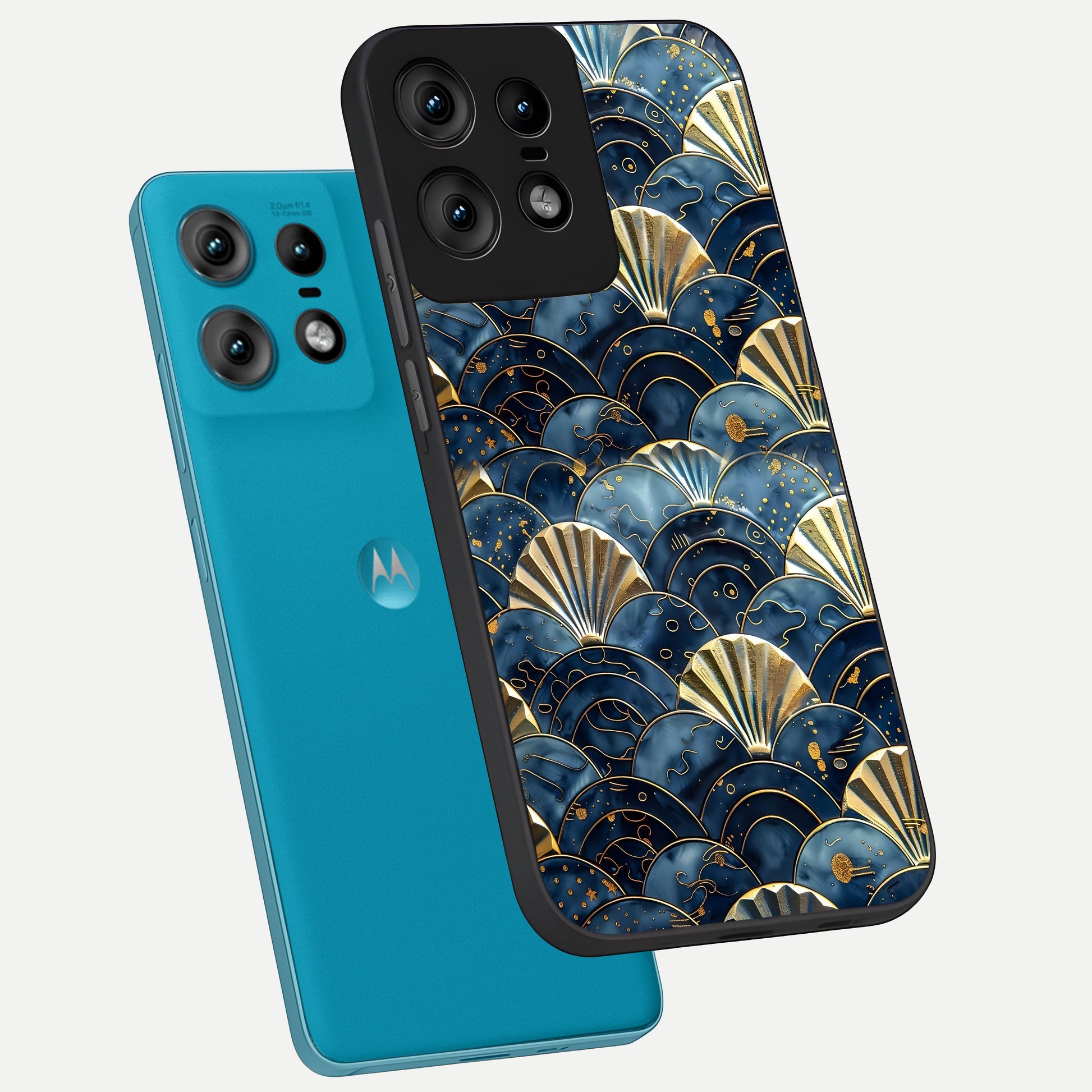  Golden Wave Luxe phone case For Moto Edge50 Pro showing premium glass back cover with detailed artwork