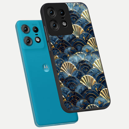  Golden Wave Luxe phone case For Moto Edge50 Pro showing premium glass back cover with detailed artwork