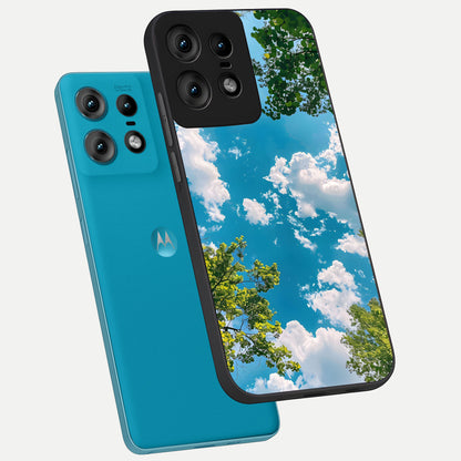  Green Moon Energy phone case For Moto Edge50 Pro showing premium glass back cover with detailed artwork