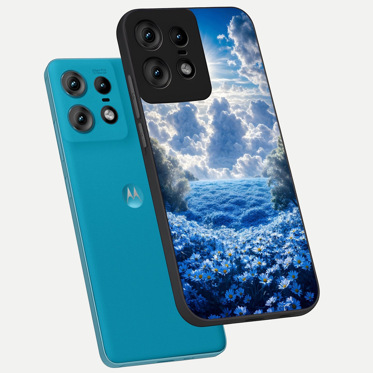  Heavenly Daisy Horizon phone case For Moto Edge50 Pro showing premium glass back cover with detailed artwork