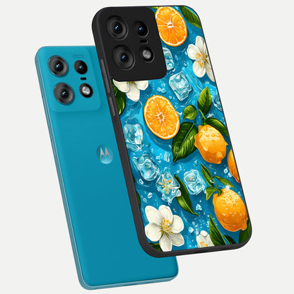  Ice Cube With Orange phone case For Moto Edge50 Pro showing premium glass back cover with detailed artwork