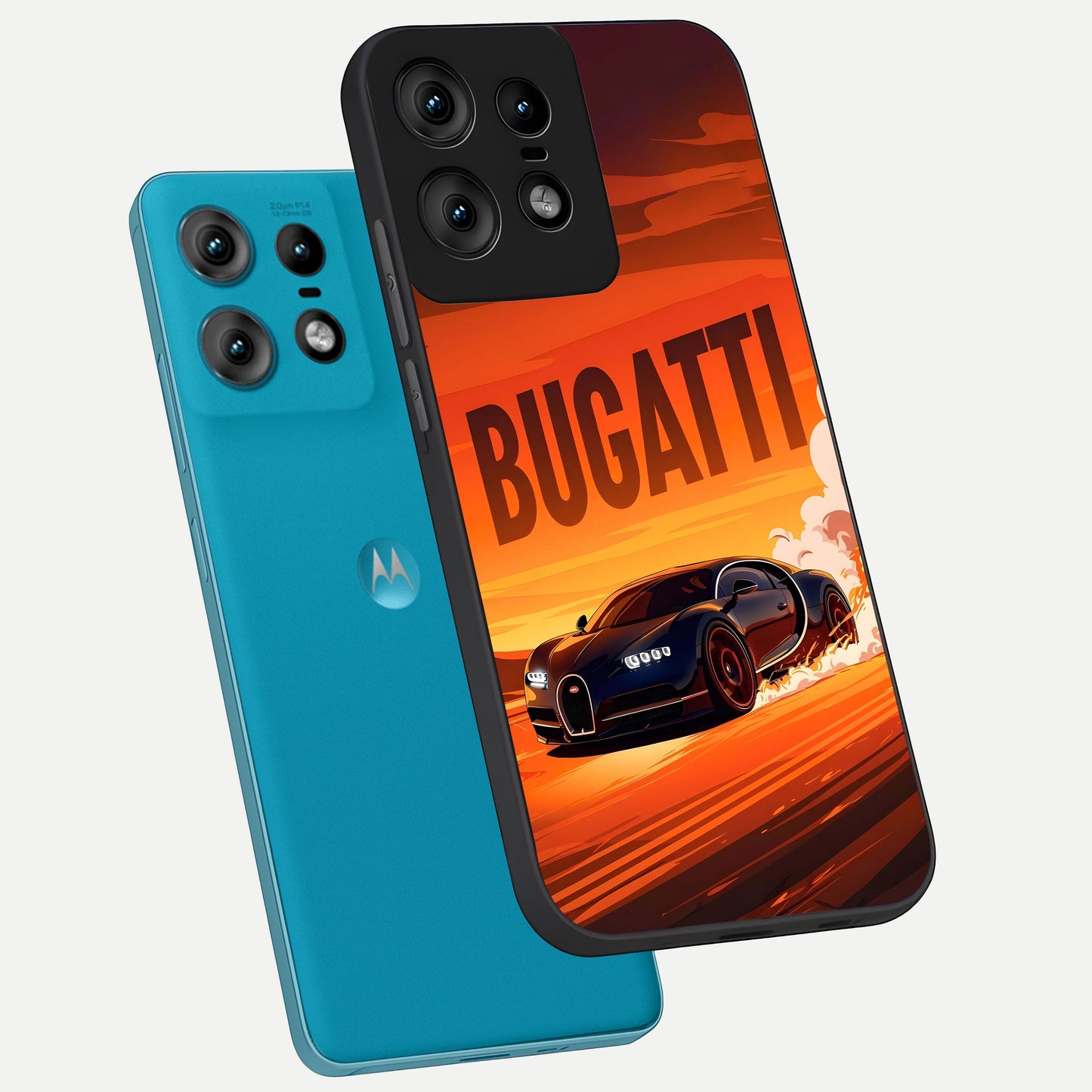  Inferno Bugatti Storm phone case For Moto Edge50 Pro showing premium glass back cover with detailed artwork