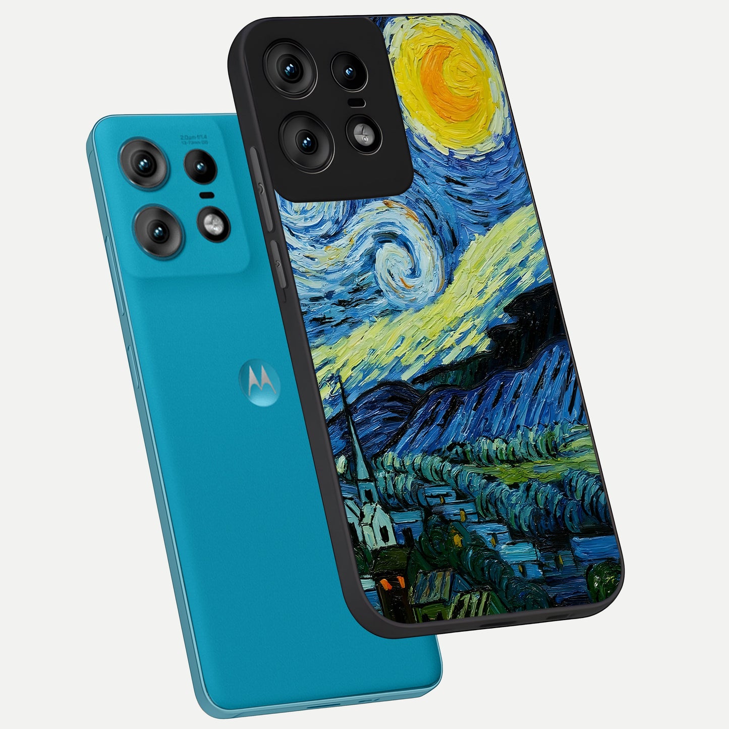 Inspired Van Gogh Art phone case For Moto Edge50 Pro showing premium glass back cover with detailed artwork
