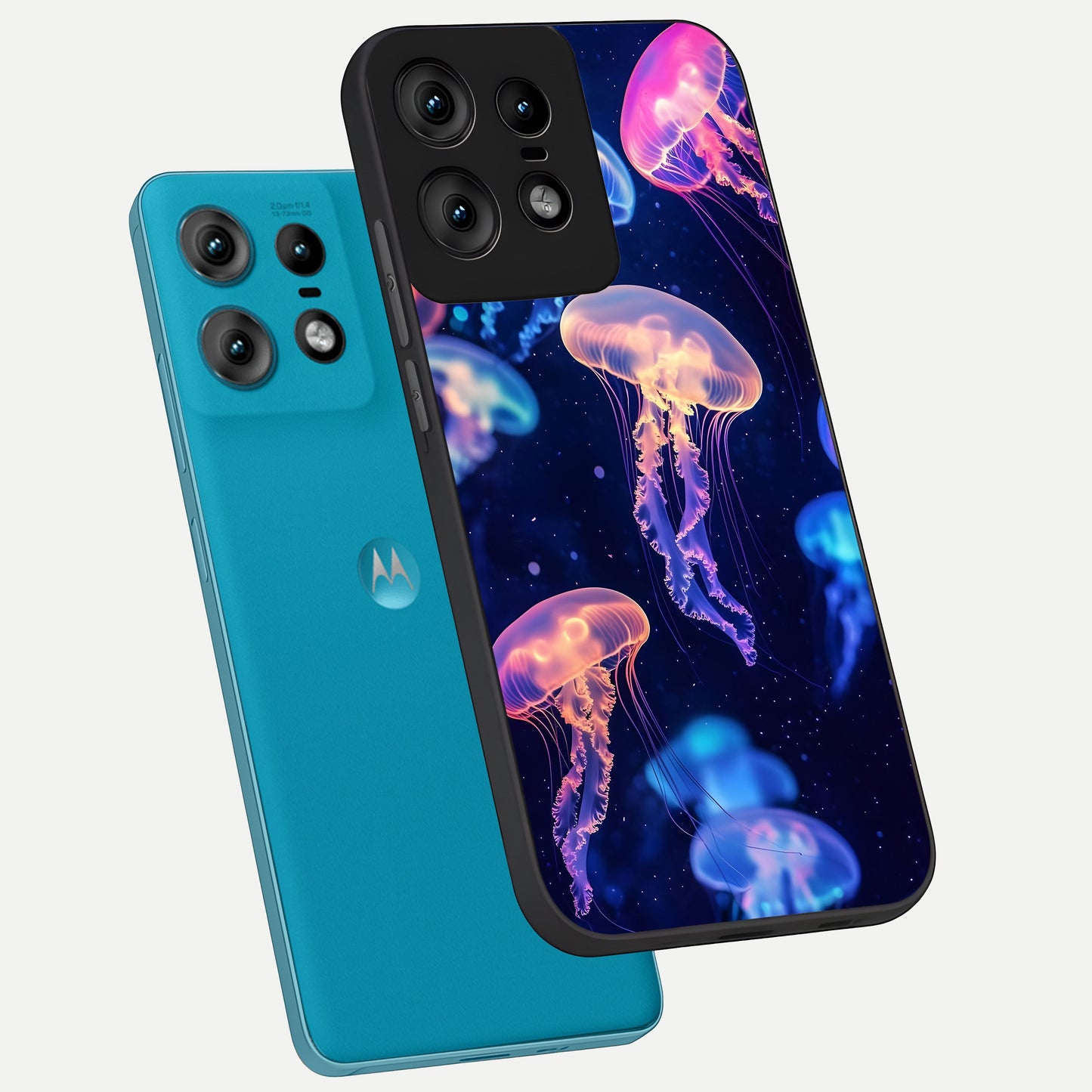  Jellyfish Pattern phone case For Moto Edge50 Pro showing premium glass back cover with detailed artwork