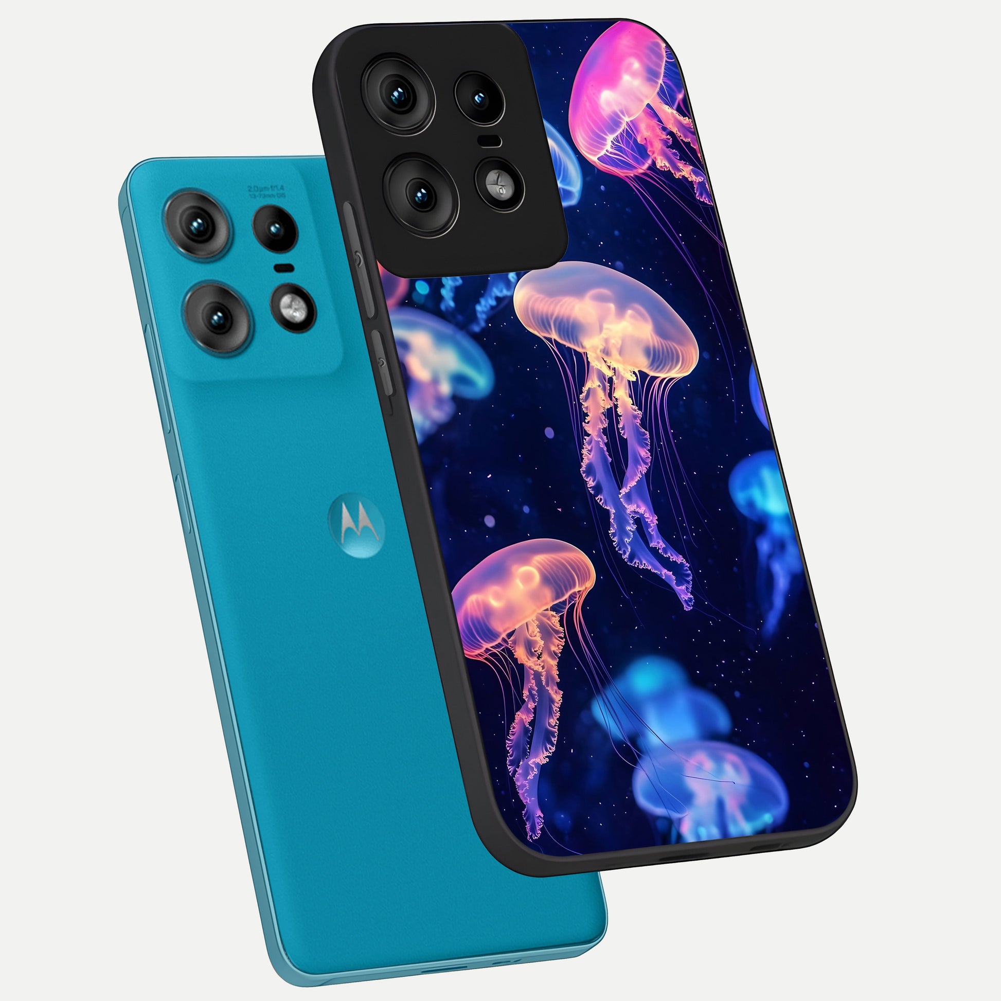  Jellyfish Pattern phone case For Moto Edge50 Pro showing premium glass back cover with detailed artwork