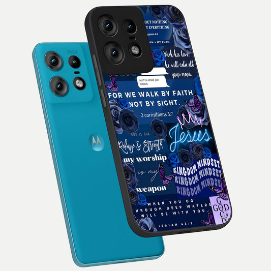  Kingdom Faith Glow phone case For Moto Edge50 Pro showing premium glass back cover with detailed artwork