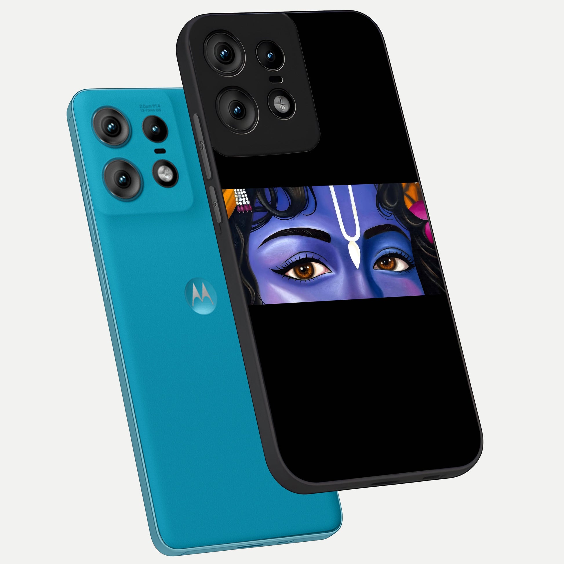  Krishna Eye phone case For Moto Edge50 Pro showing premium glass back cover with detailed artwork