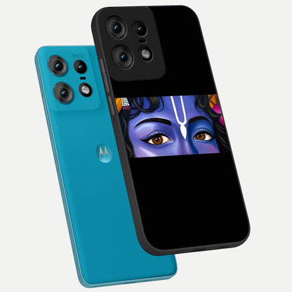  Krishna Eye phone case For Moto Edge50 Pro showing premium glass back cover with detailed artwork