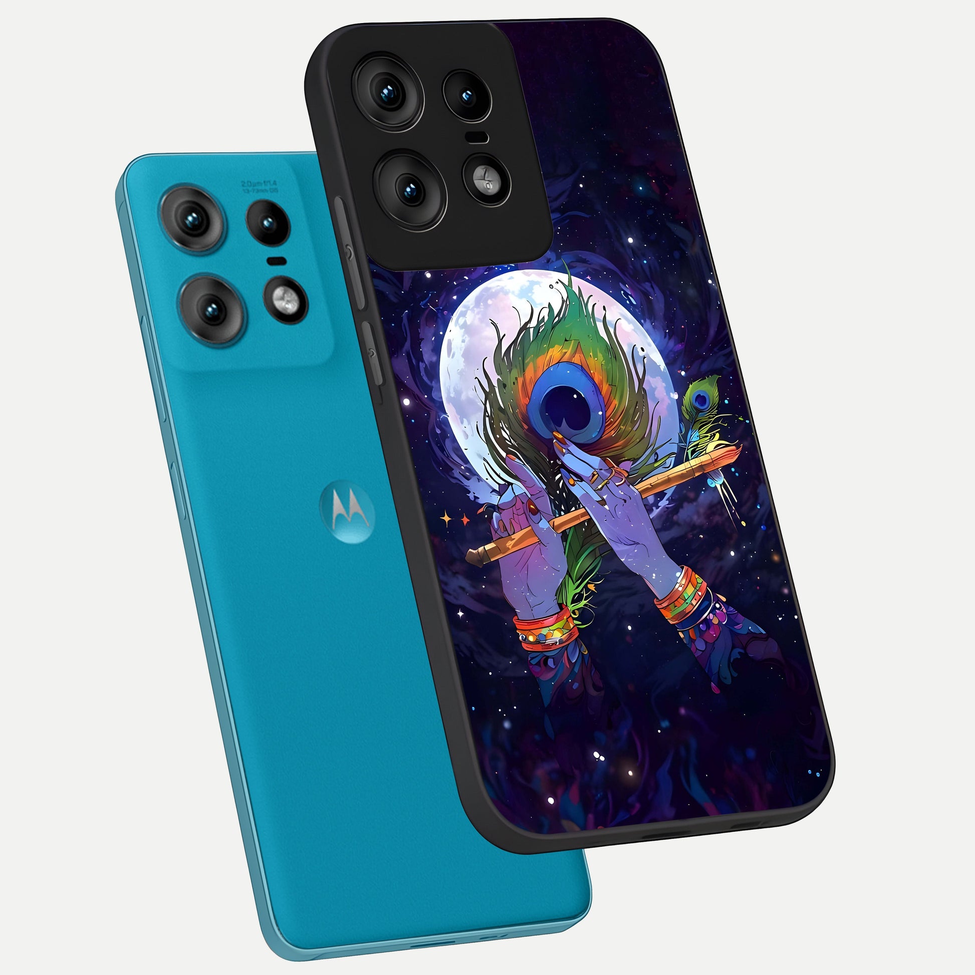  Krishna Hands Art phone case For Moto Edge50 Pro showing premium glass back cover with detailed artwork