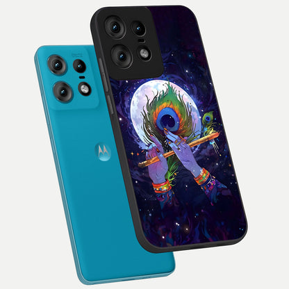  Krishna Hands Art phone case For Moto Edge50 Pro showing premium glass back cover with detailed artwork