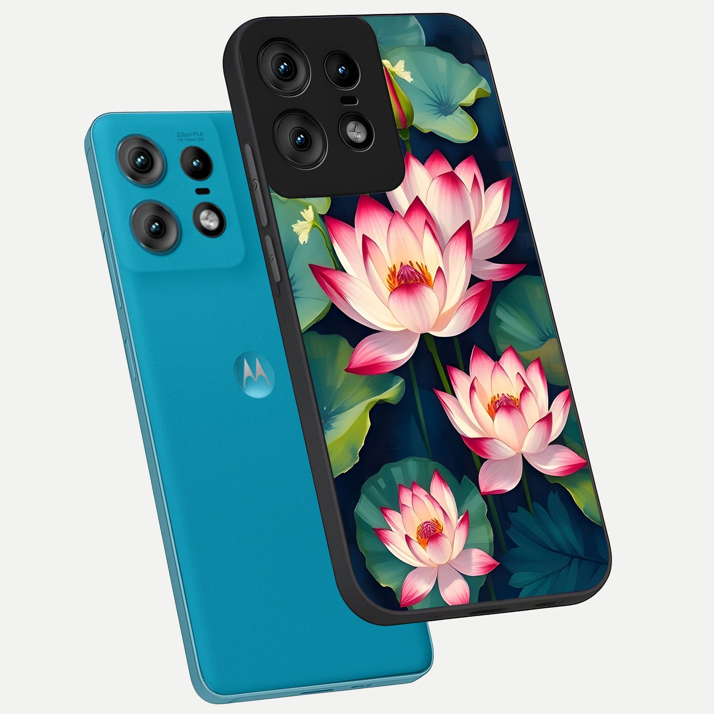  Lotus Dream Serenity phone case For Moto Edge50 Pro showing premium glass back cover with detailed artwork