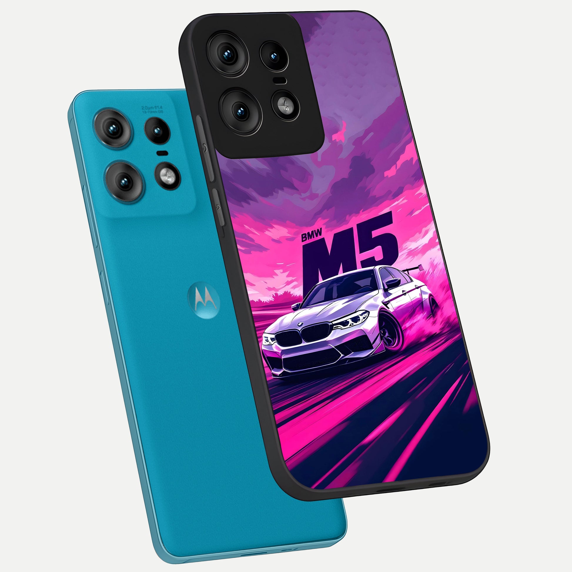  MS Neon Car phone case For Moto Edge50 Pro showing premium glass back cover with detailed artwork