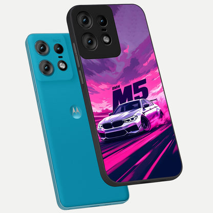  MS Neon Car phone case For Moto Edge50 Pro showing premium glass back cover with detailed artwork