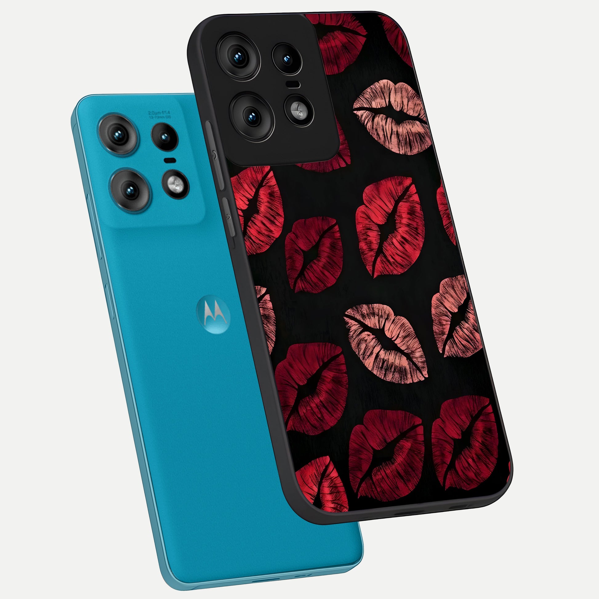  Midnight Kiss Love phone case For Moto Edge50 Pro showing premium glass back cover with detailed artwork