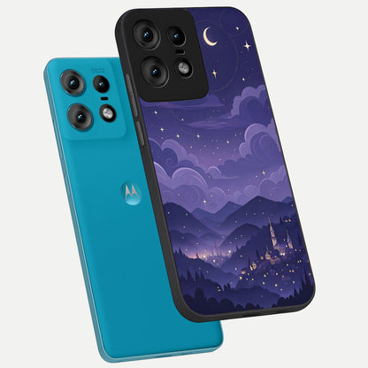  Minimal Night View phone case For Moto Edge50 Pro showing premium glass back cover with detailed artwork