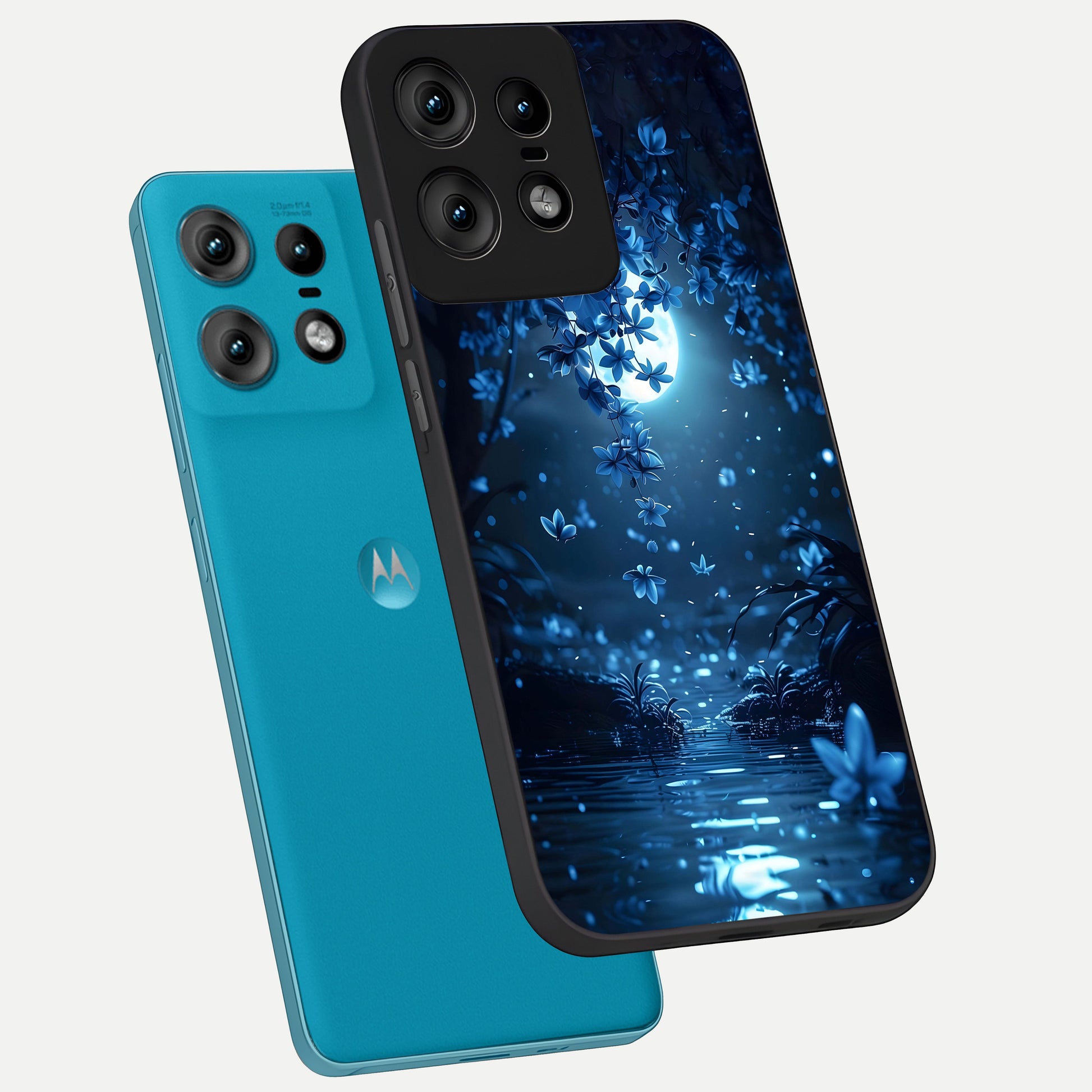  Moonlight Petal Dream phone case For Moto Edge50 Pro showing premium glass back cover with detailed artwork
