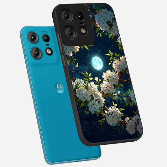  Moonlit Blossom Dream phone case For Moto Edge50 Pro showing premium glass back cover with detailed artwork