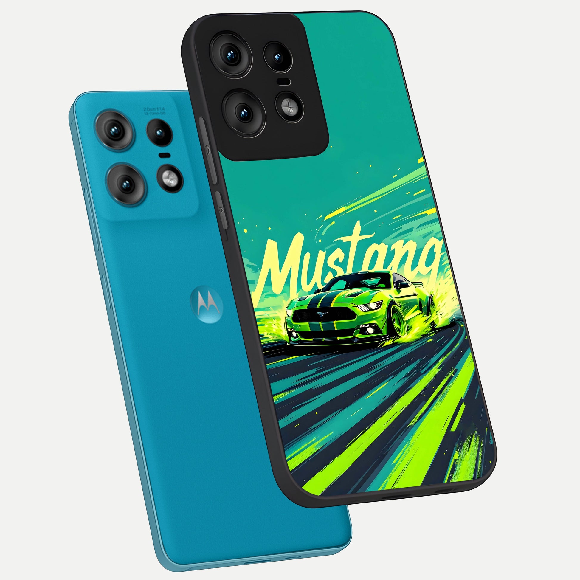  Mustang Bang phone case For Moto Edge50 Pro showing premium glass back cover with detailed artwork