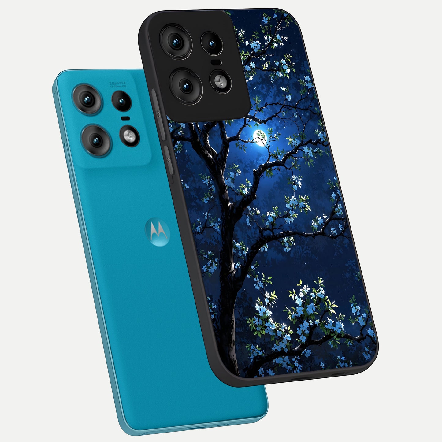  Mystic Floral Night phone case For Moto Edge50 Pro showing premium glass back cover with detailed artwork