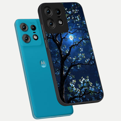  Mystic Floral Night phone case For Moto Edge50 Pro showing premium glass back cover with detailed artwork