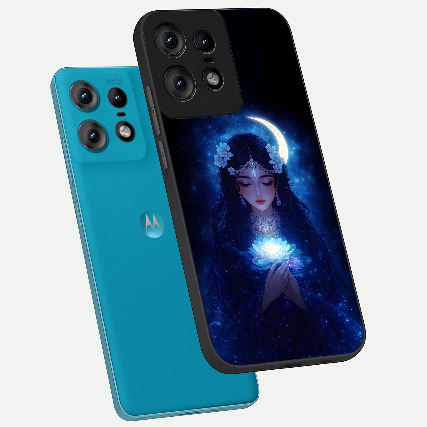 Mystic Moon Queen phone case For Moto Edge50 Pro showing premium glass back cover with detailed artwork