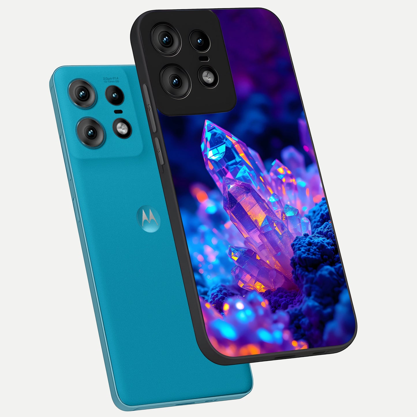  Neon Aura Shards phone case For Moto Edge50 Pro showing premium glass back cover with detailed artwork