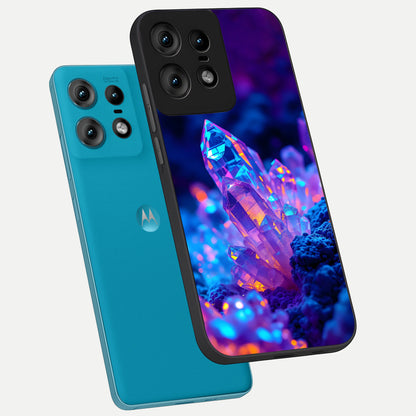  Neon Aura Shards phone case For Moto Edge50 Pro showing premium glass back cover with detailed artwork