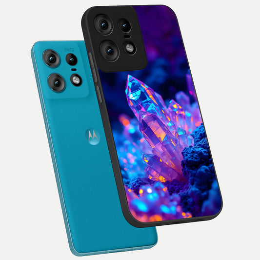  Neon Aura Shards phone case For Moto Edge50 Pro showing premium glass back cover with detailed artwork