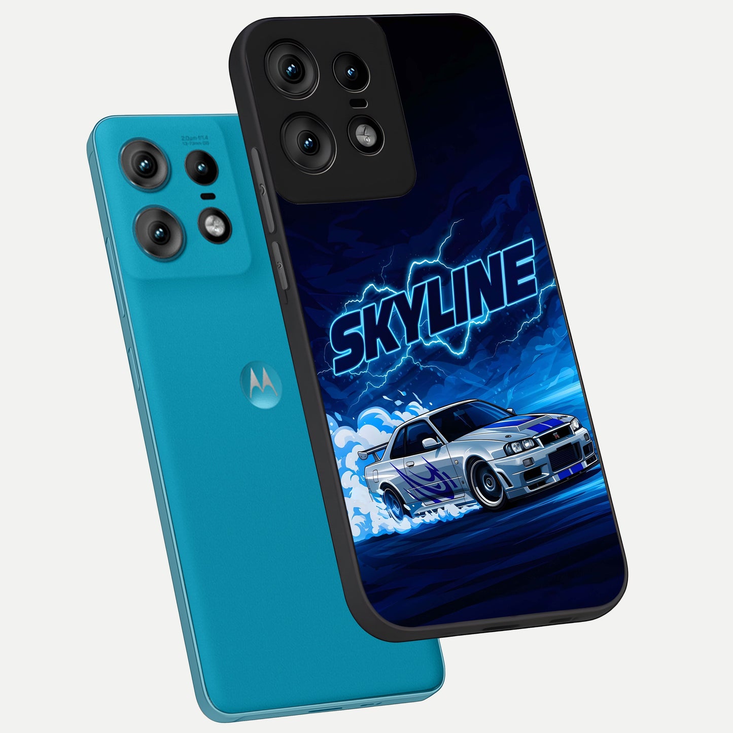  Neon Drift Beast phone case For Moto Edge50 Pro showing premium glass back cover with detailed artwork