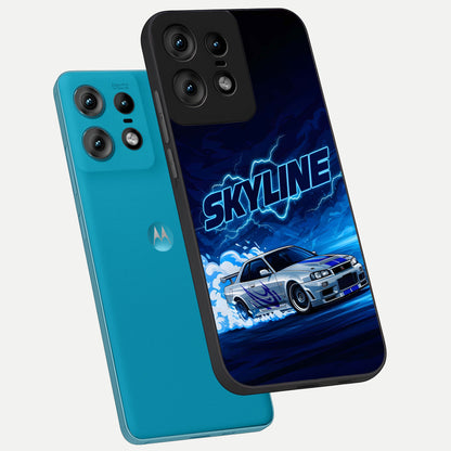  Neon Drift Beast phone case For Moto Edge50 Pro showing premium glass back cover with detailed artwork