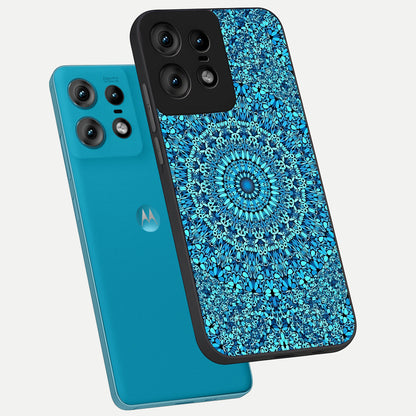  Ocean Bloom Mandala phone case For Moto Edge50 Pro showing premium glass back cover with detailed artwork
