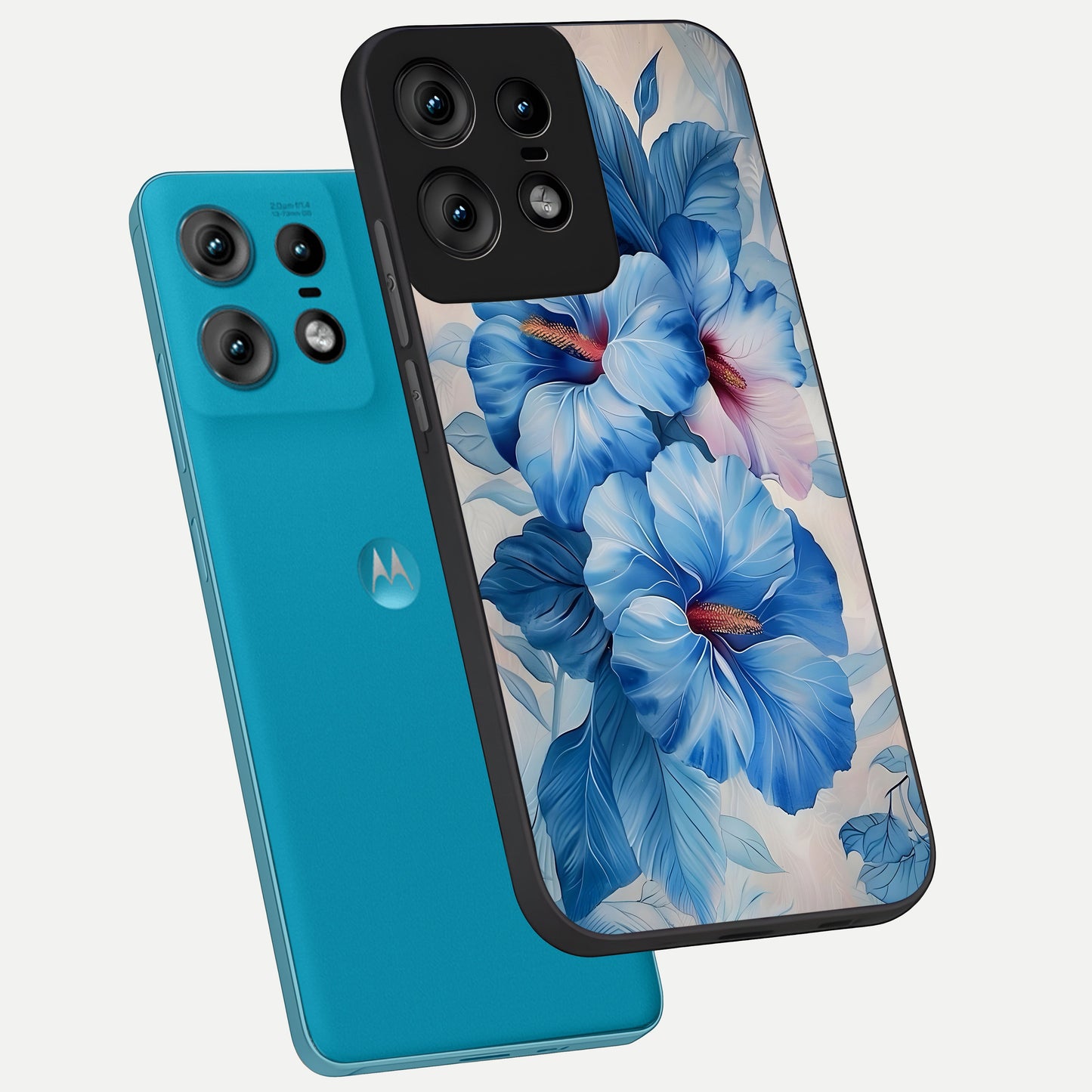  Ocean Hibiscus Grace phone case For Moto Edge50 Pro showing premium glass back cover with detailed artwork