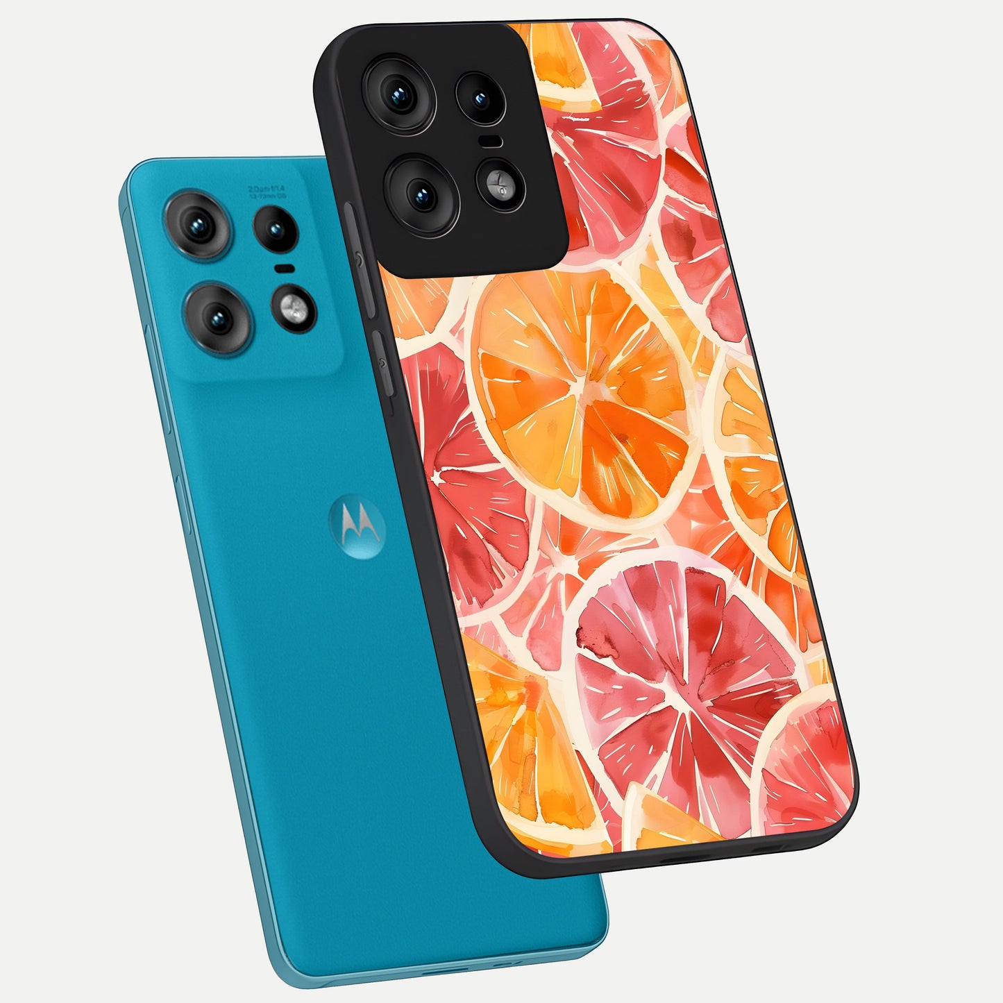  Orange Fruits Pattern phone case For Moto Edge50 Pro showing premium glass back cover with detailed artwork