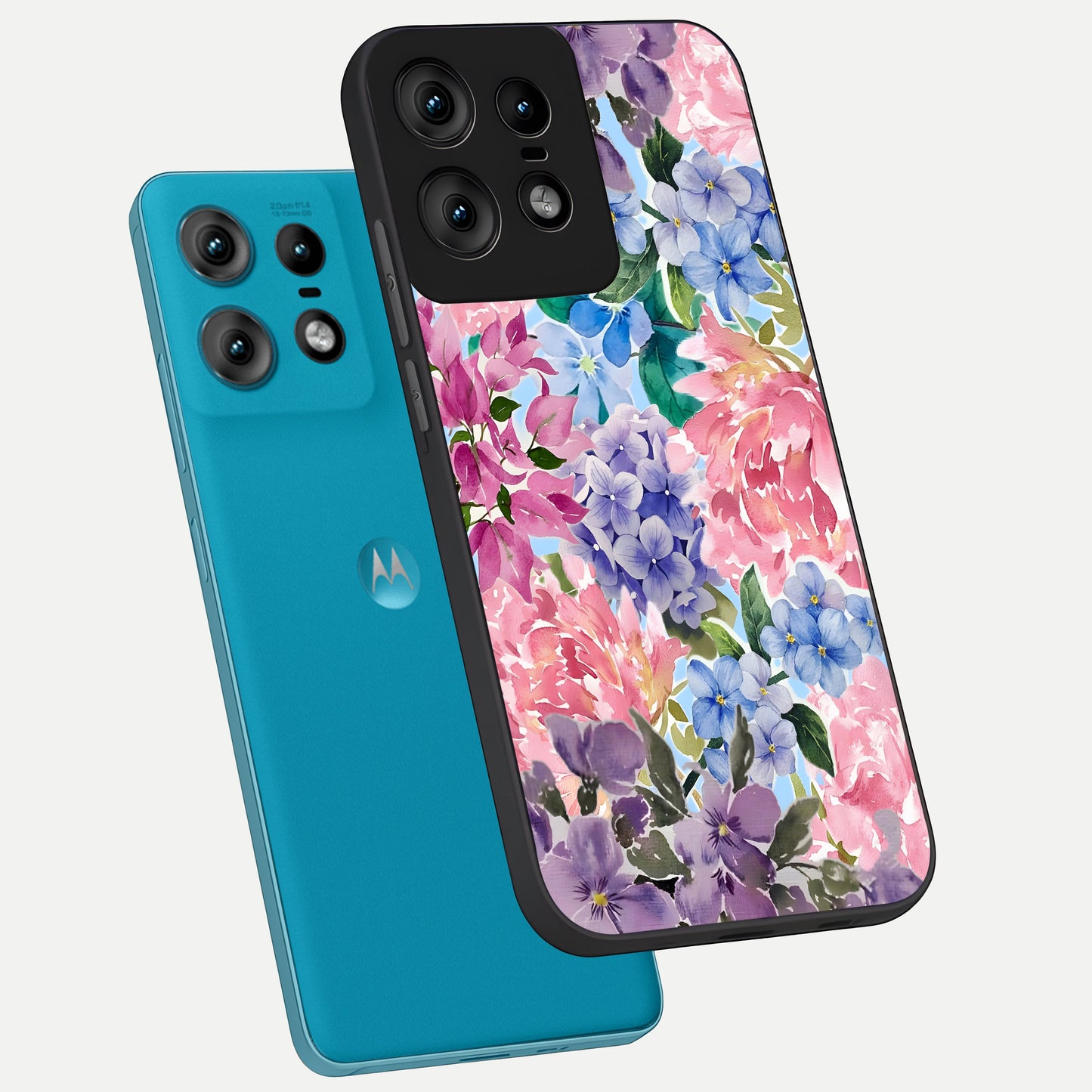  Pastel Floral Mix phone case For Moto Edge50 Pro showing premium glass back cover with detailed artwork