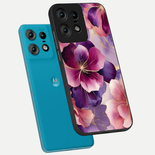  Pink Bouquet Florals phone case For Moto Edge50 Pro showing premium glass back cover with detailed artwork
