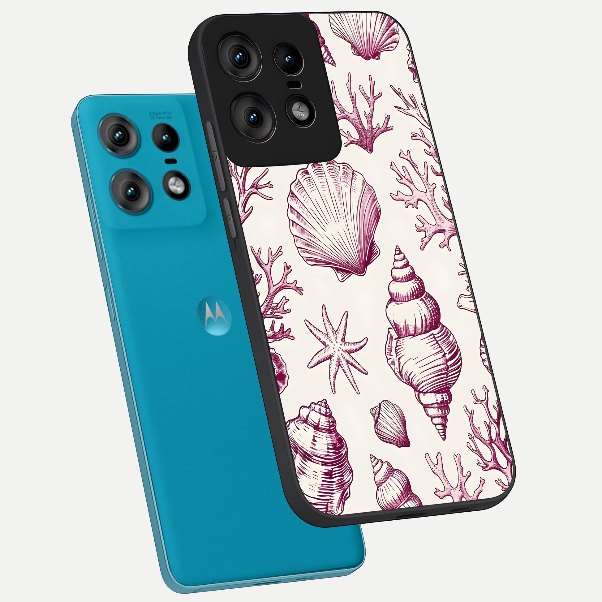  Pink Power Sparks phone case For Moto Edge50 Pro showing premium glass back cover with detailed artwork