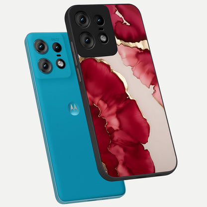  Pink And White Marble phone case For Moto Edge50 Pro showing premium glass back cover with detailed artwork