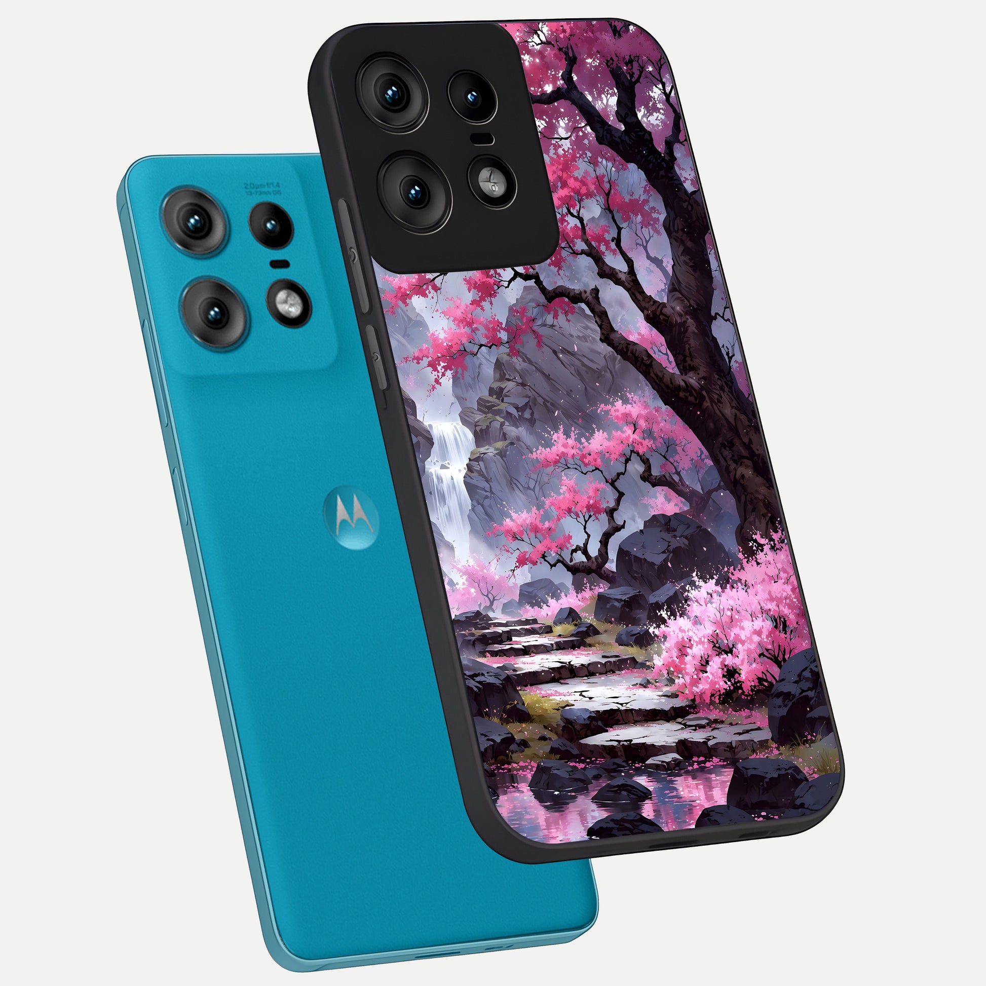  Pink Sunflower Glow phone case For Moto Edge50 Pro showing premium glass back cover with detailed artwork
