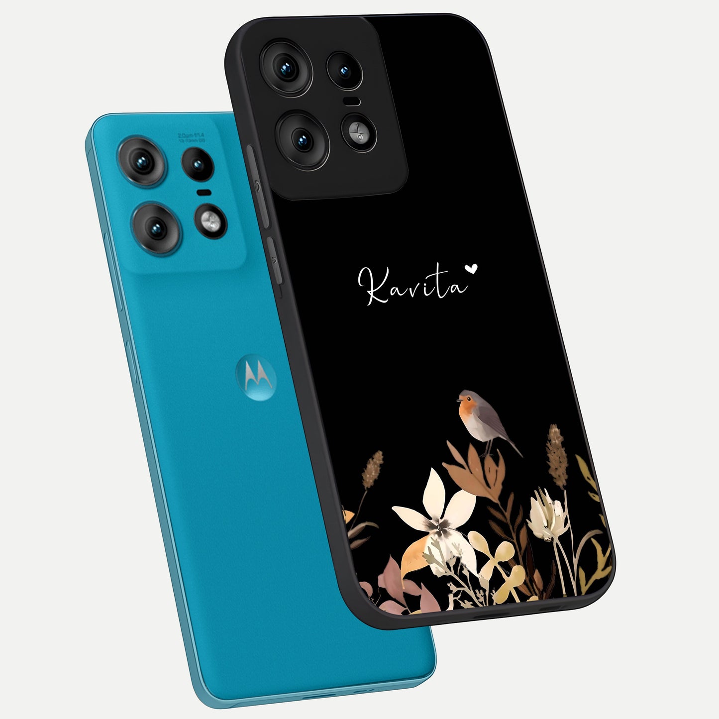  Quiet Garden Tune Custom Name phone case For Moto Edge50 Pro showing premium glass back cover with detailed artwork