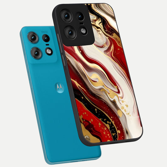  Red And White Marble phone case For Moto Edge50 Pro showing premium glass back cover with detailed artwork