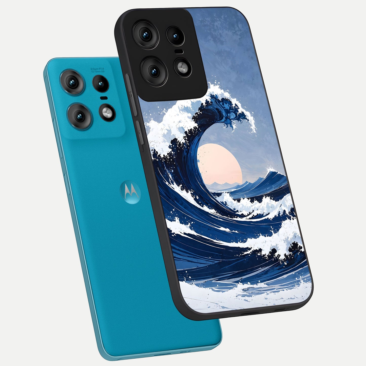  Rising Tide Power phone case For Moto Edge50 Pro showing premium glass back cover with detailed artwork