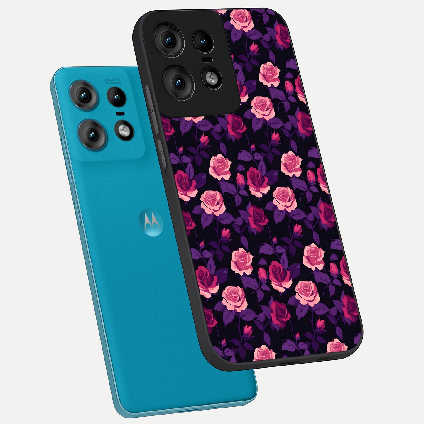  Rose Garden Twilight phone case For Moto Edge50 Pro showing premium glass back cover with detailed artwork