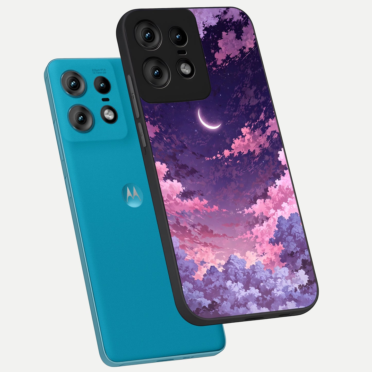 Sky Drift Clouds phone case For Moto Edge50 Pro showing premium glass back cover with detailed artwork