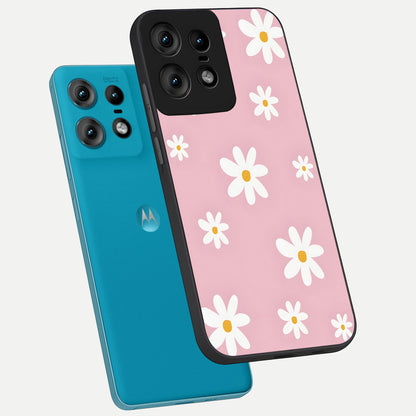  Soft Daisy Bliss phone case For Moto Edge50 Pro showing premium glass back cover with detailed artwork