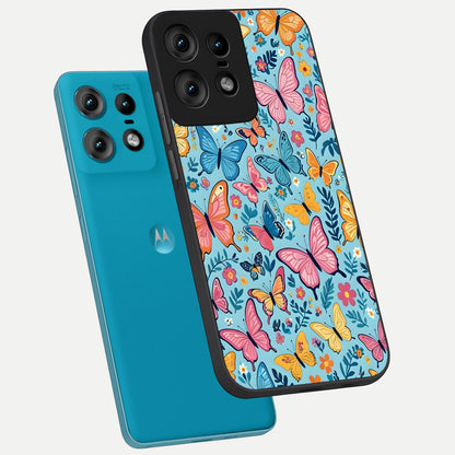  Spring Wing Garden phone case For Moto Edge50 Pro showing premium glass back cover with detailed artwork