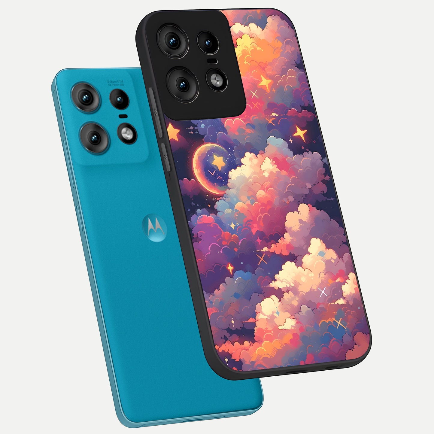  Starlit Dream Clouds phone case For Moto Edge50 Pro showing premium glass back cover with detailed artwork