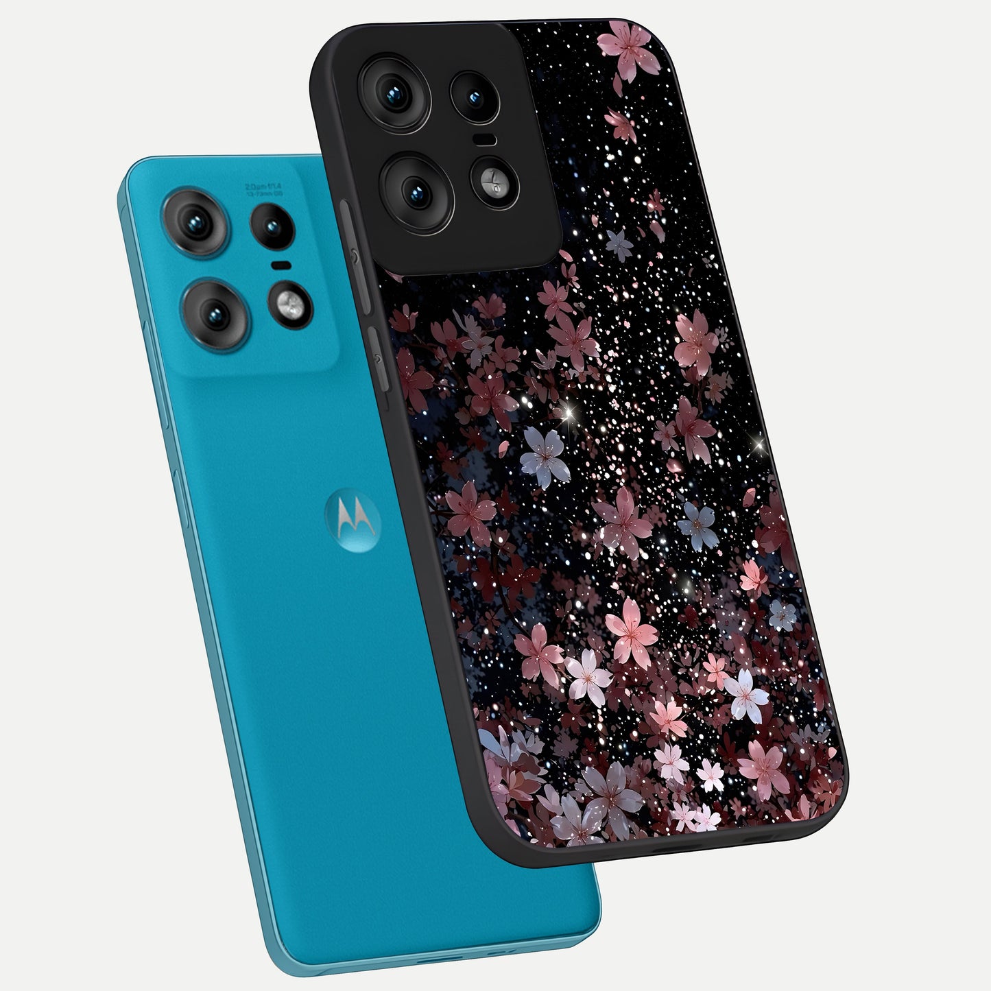  Starlit Flower Dreams phone case For Moto Edge50 Pro showing premium glass back cover with detailed artwork