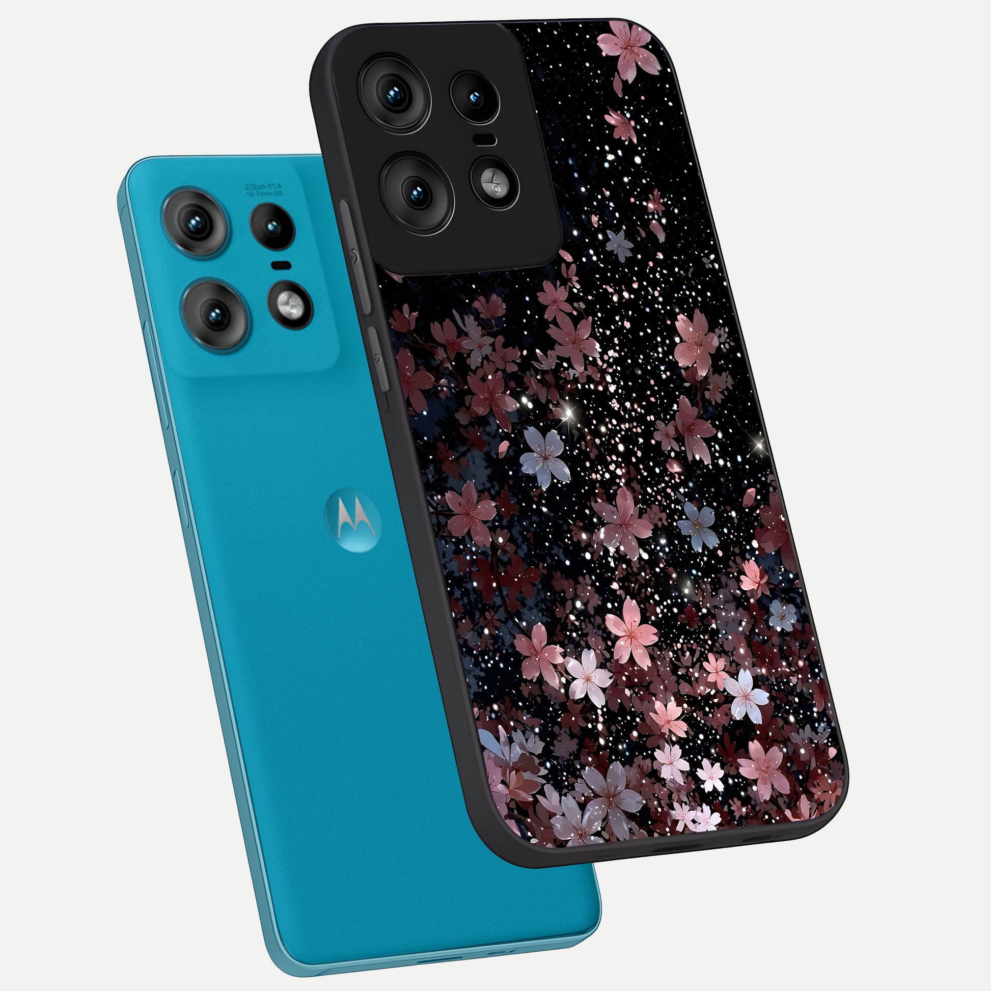  Starlit Flower Dreams phone case For Moto Edge50 Pro showing premium glass back cover with detailed artwork