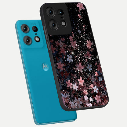  Starlit Flower Dreams phone case For Moto Edge50 Pro showing premium glass back cover with detailed artwork
