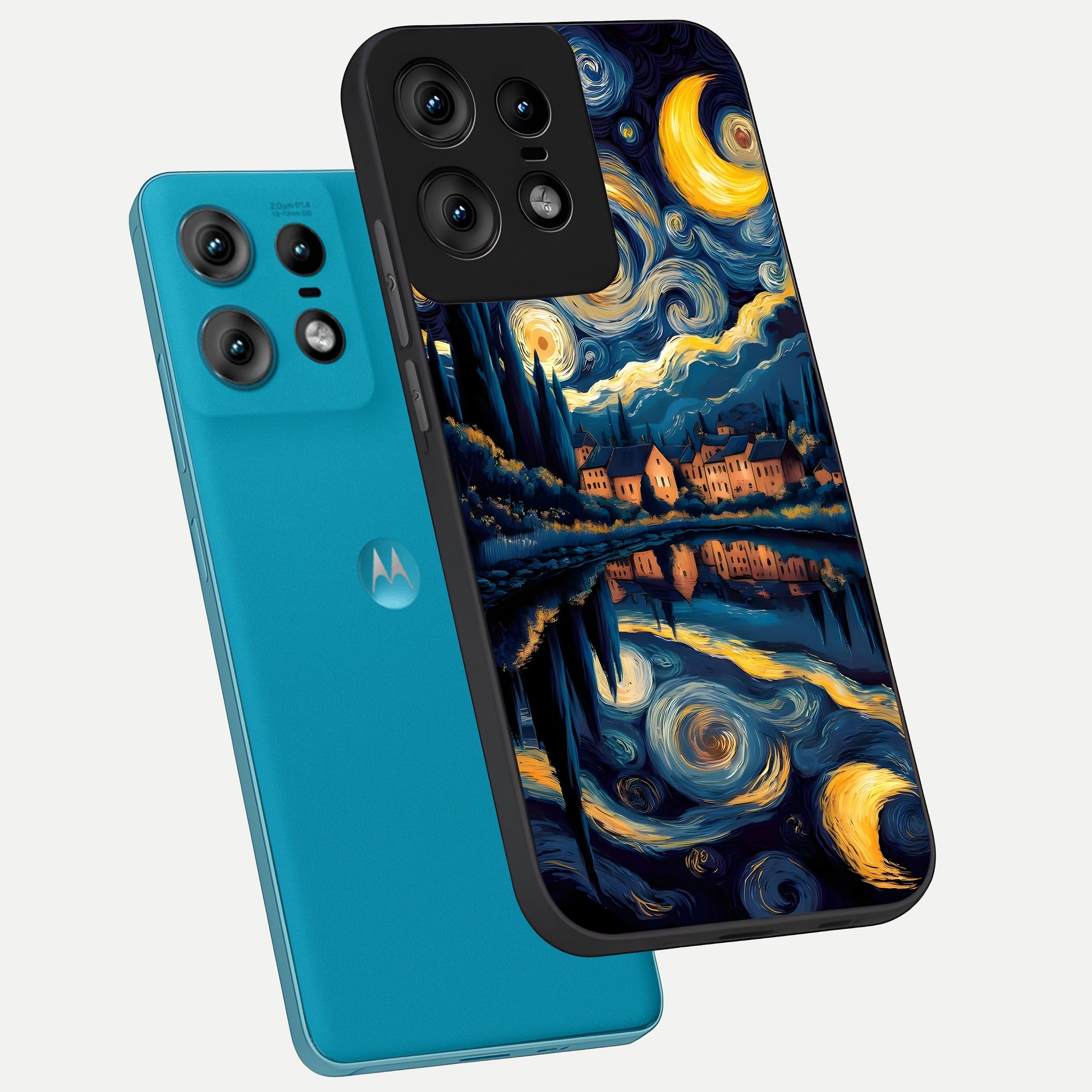 Starry Sky Serenity phone case For Moto Edge50 Pro showing premium glass back cover with detailed artwork